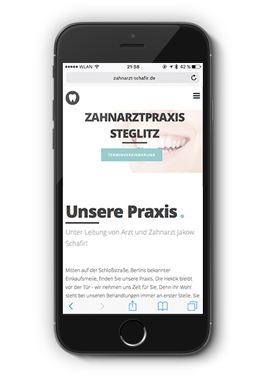 Zahnarzt Schafir Webseite Mobile Home